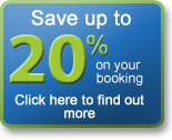 Save up to 20% simply by booking now. Conditions here.